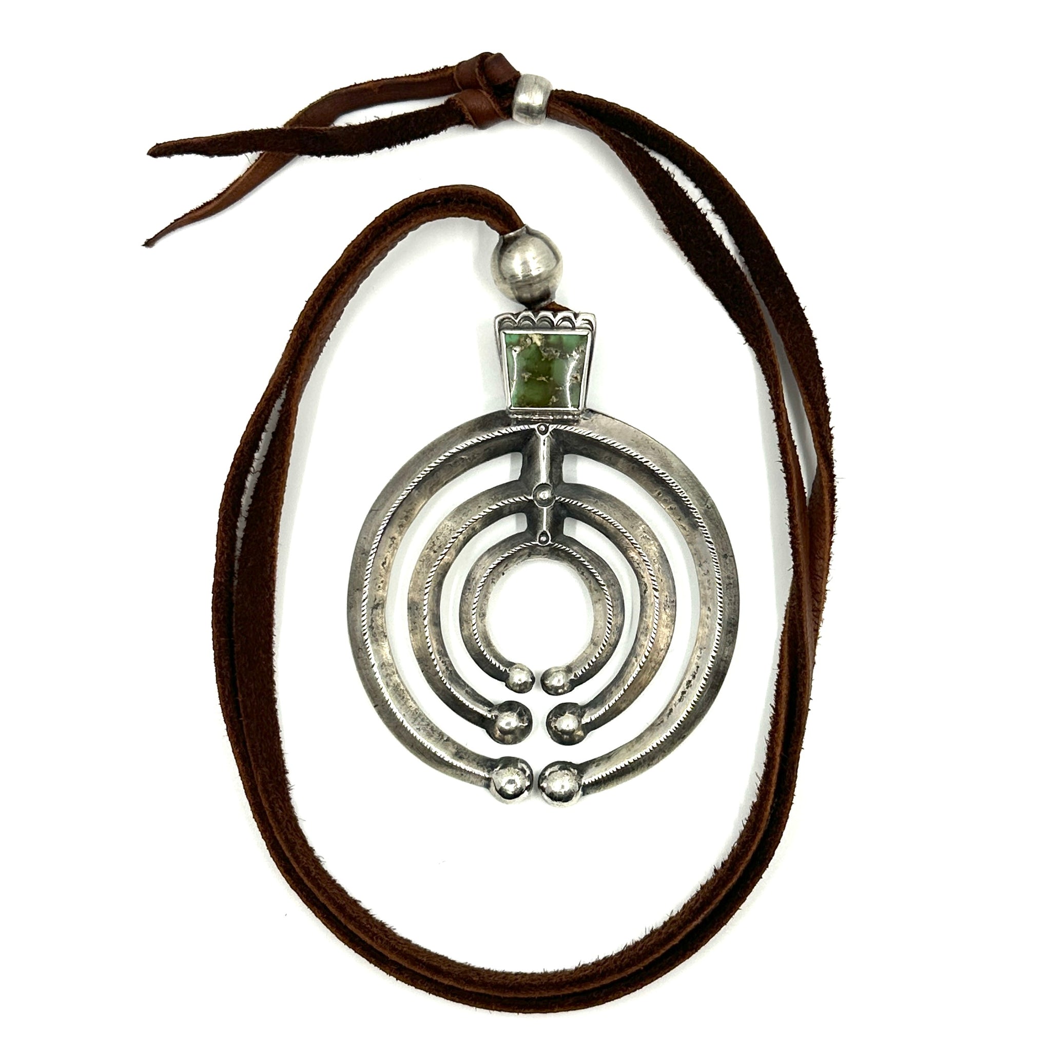 Triple Naja Coin Silver Pendant with Harcross Turquoise