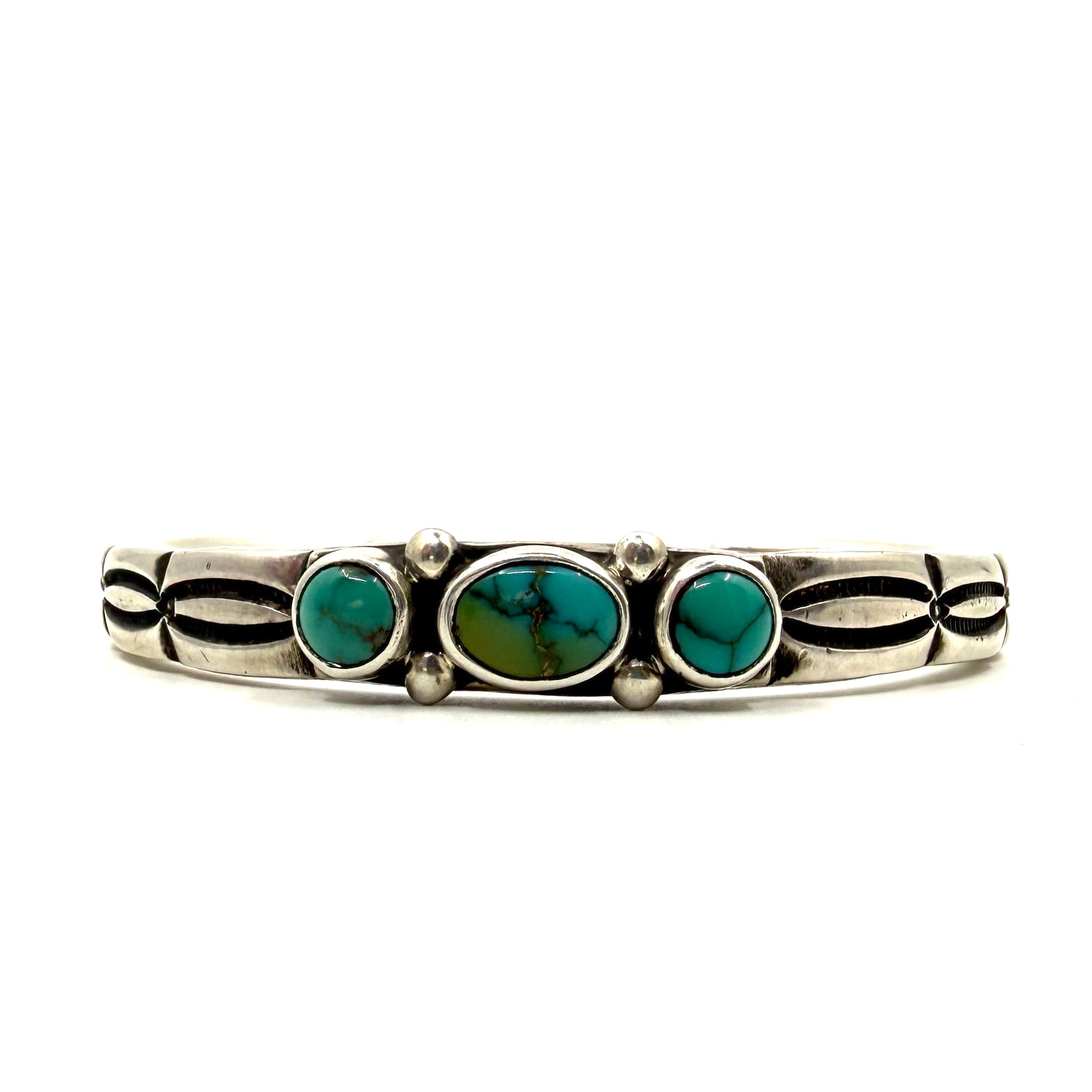 Lone Mountain Three Stone Coin Silver Bracelet