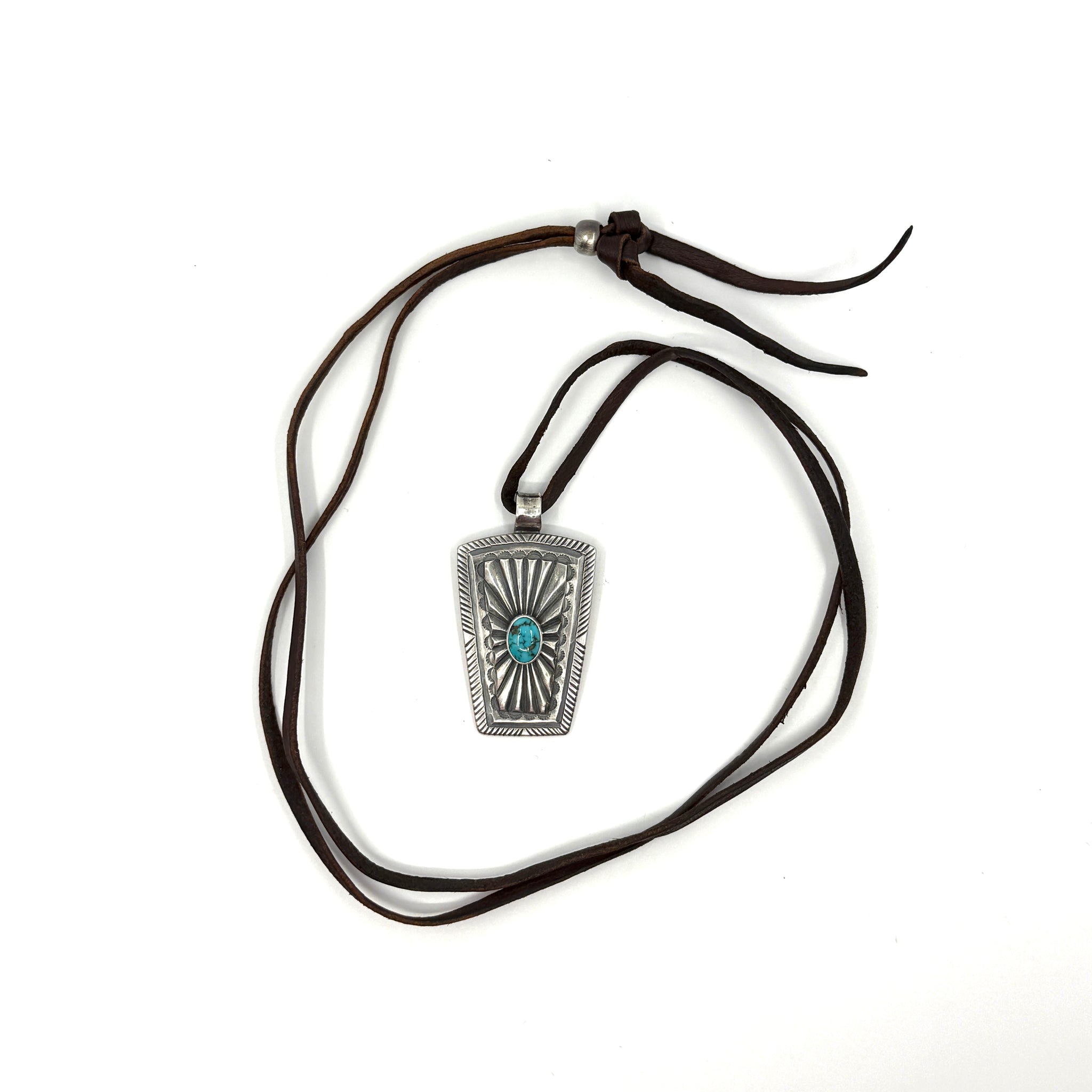 Coin Silver Pendant- Lone Mountain Turquoise