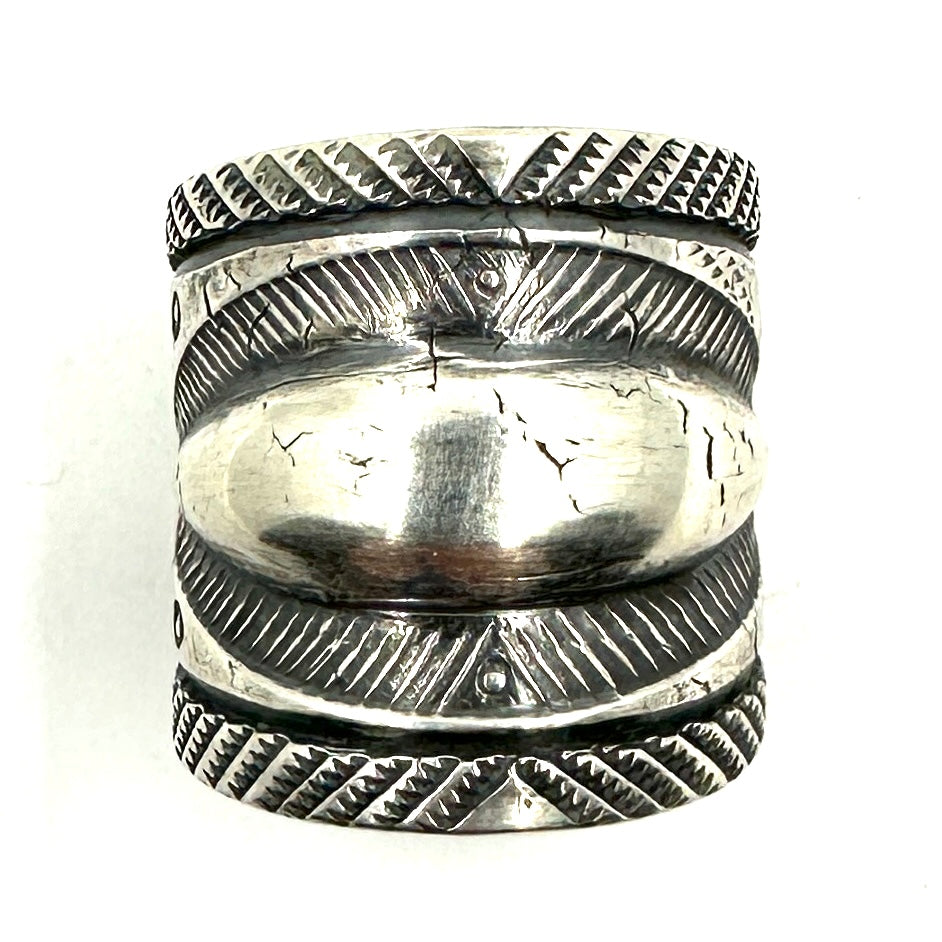 Coin Silver Ingot Ring with Single Bump Up