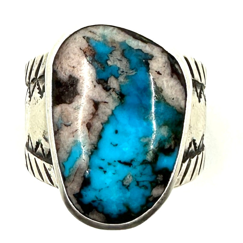 Coin Silver Ring with Bisbee Turquoise
