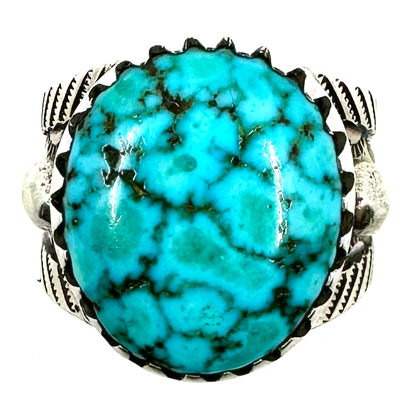 Coin Silver Ring with Vintage Kingman Turquoise