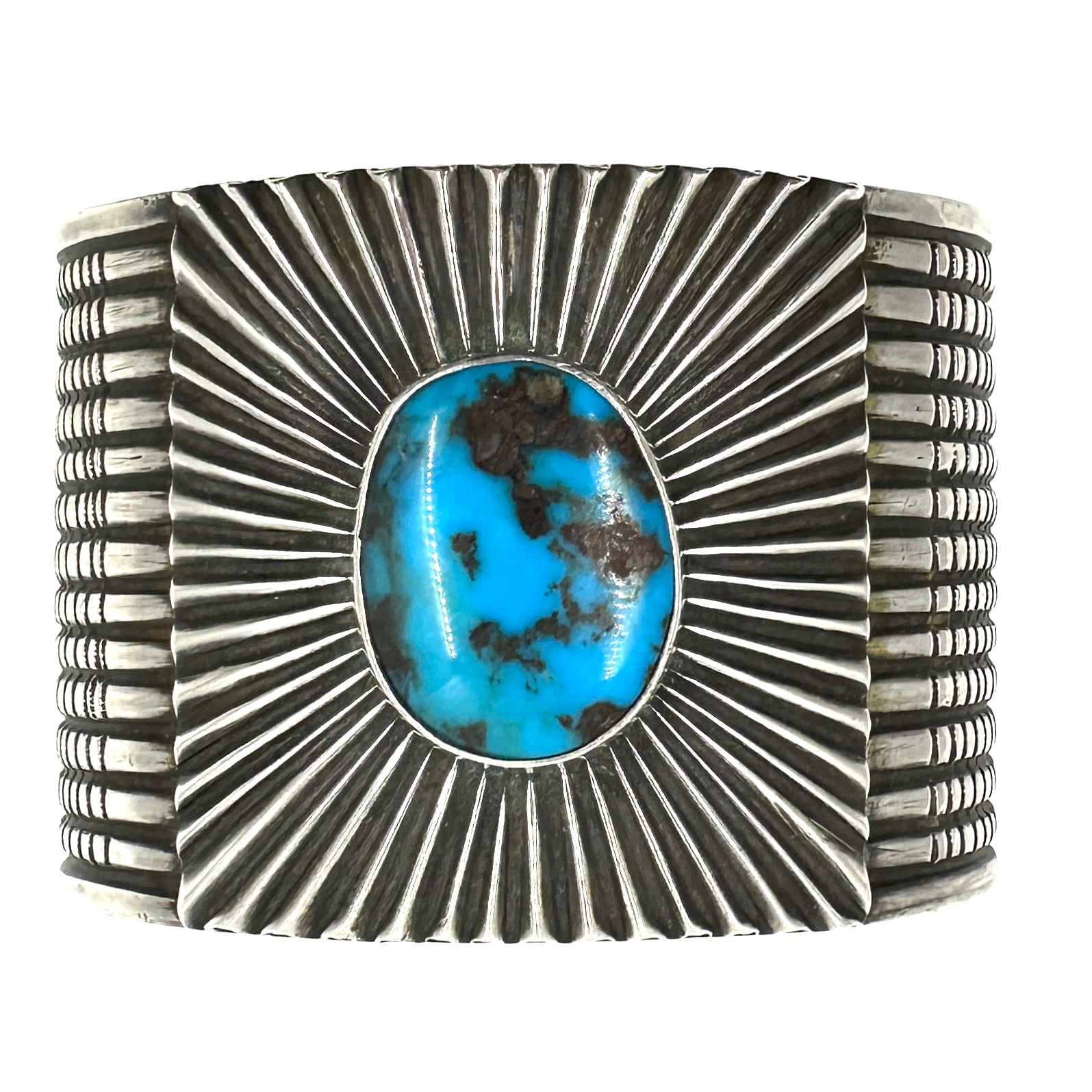 Massive Rope Cuff with Sunburst Plaque and Bisbee Turquoise