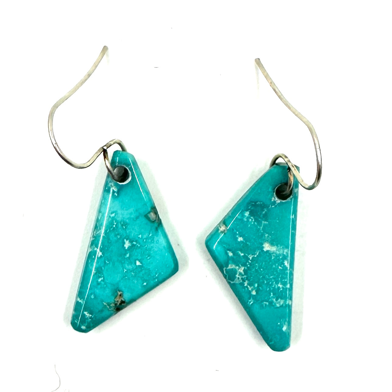 Fox Turquoise Tab Earrings with Hand Pulled Wires