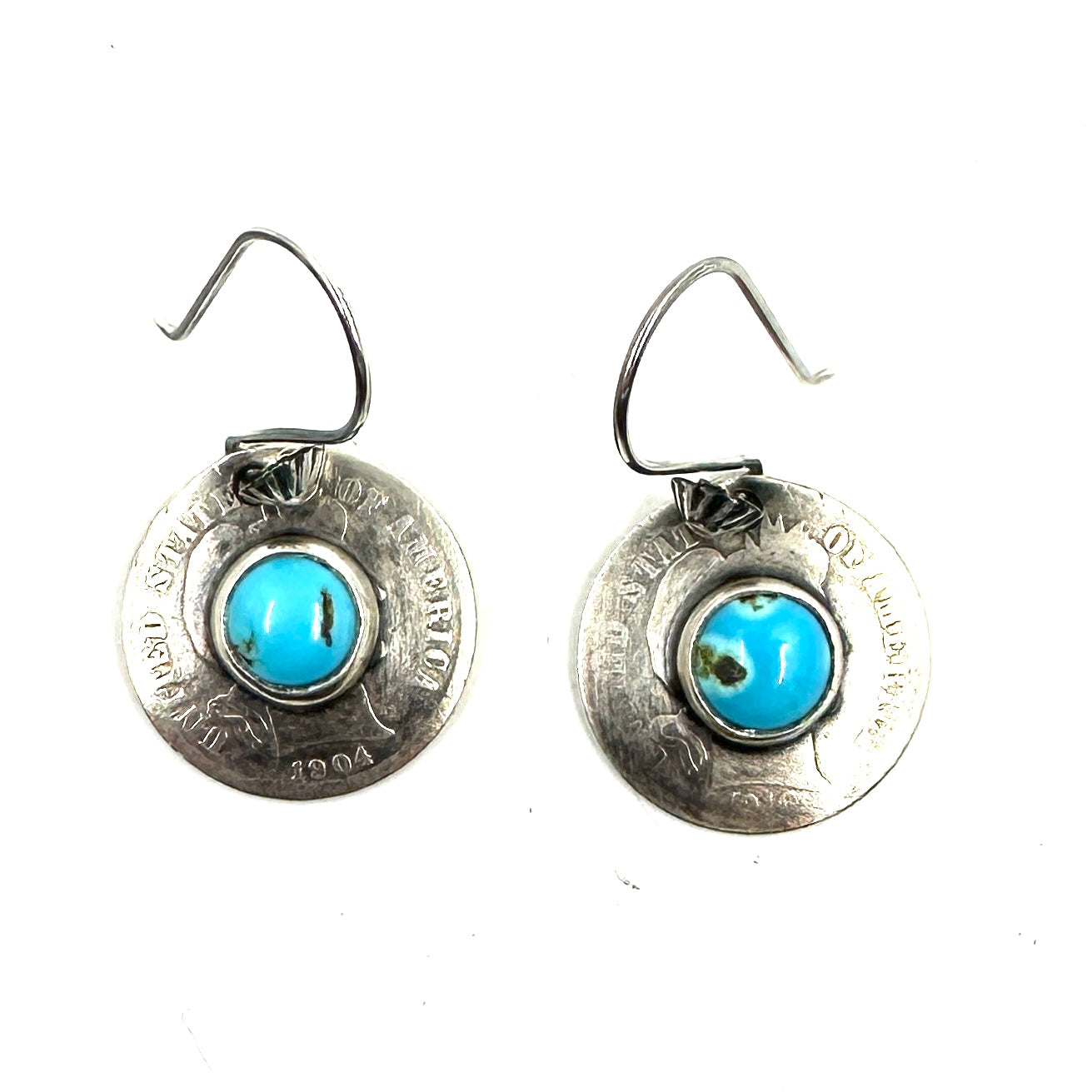 Mercury Dime Earrings with Lone Mountain Turquoise