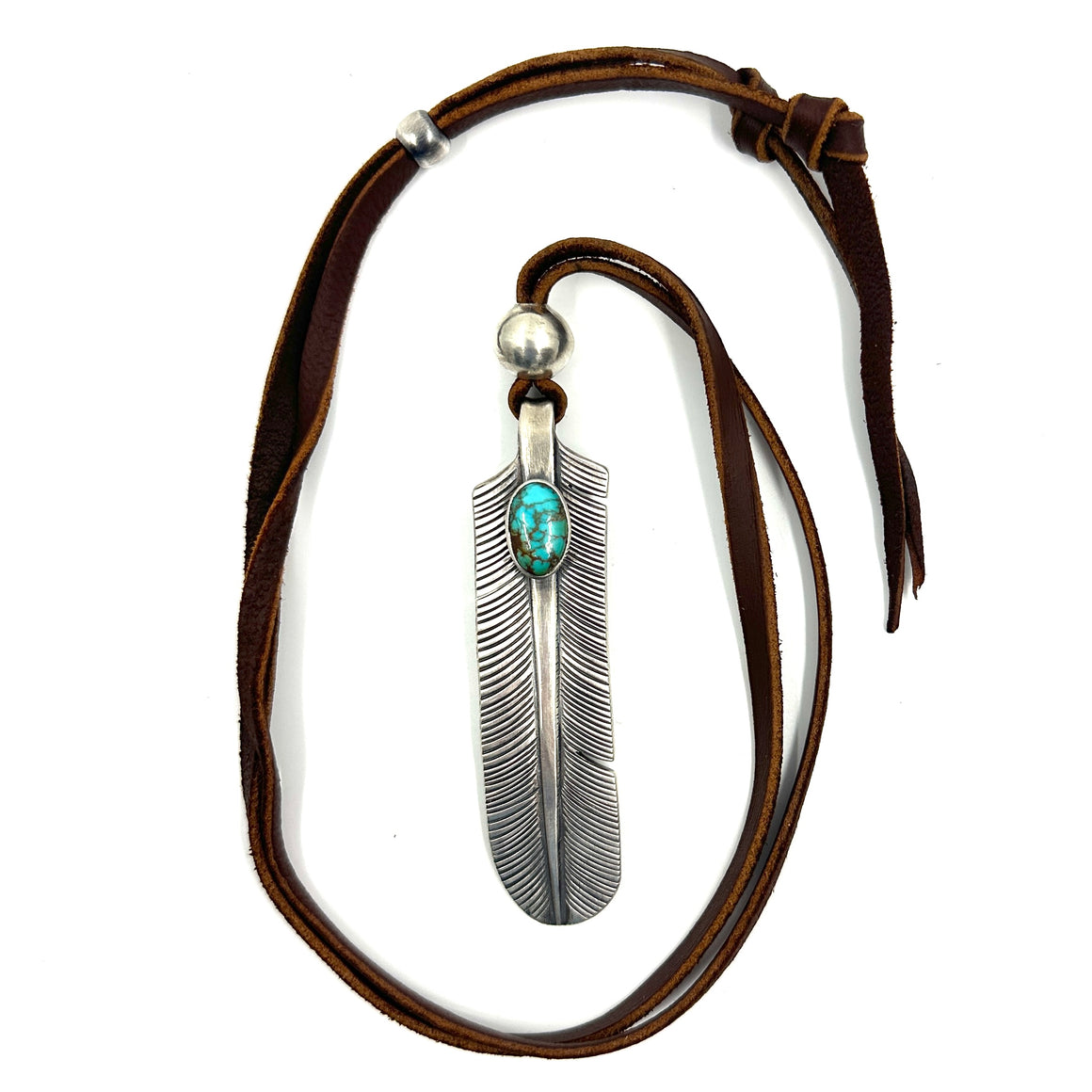 Feather Pendant with Thunderbird Turquoise