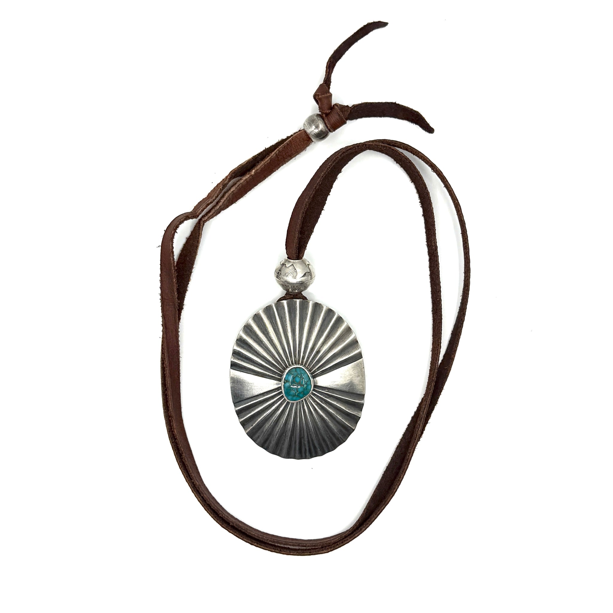 Coin Silver Sunburst Pendant with Cheyenne Turquoise