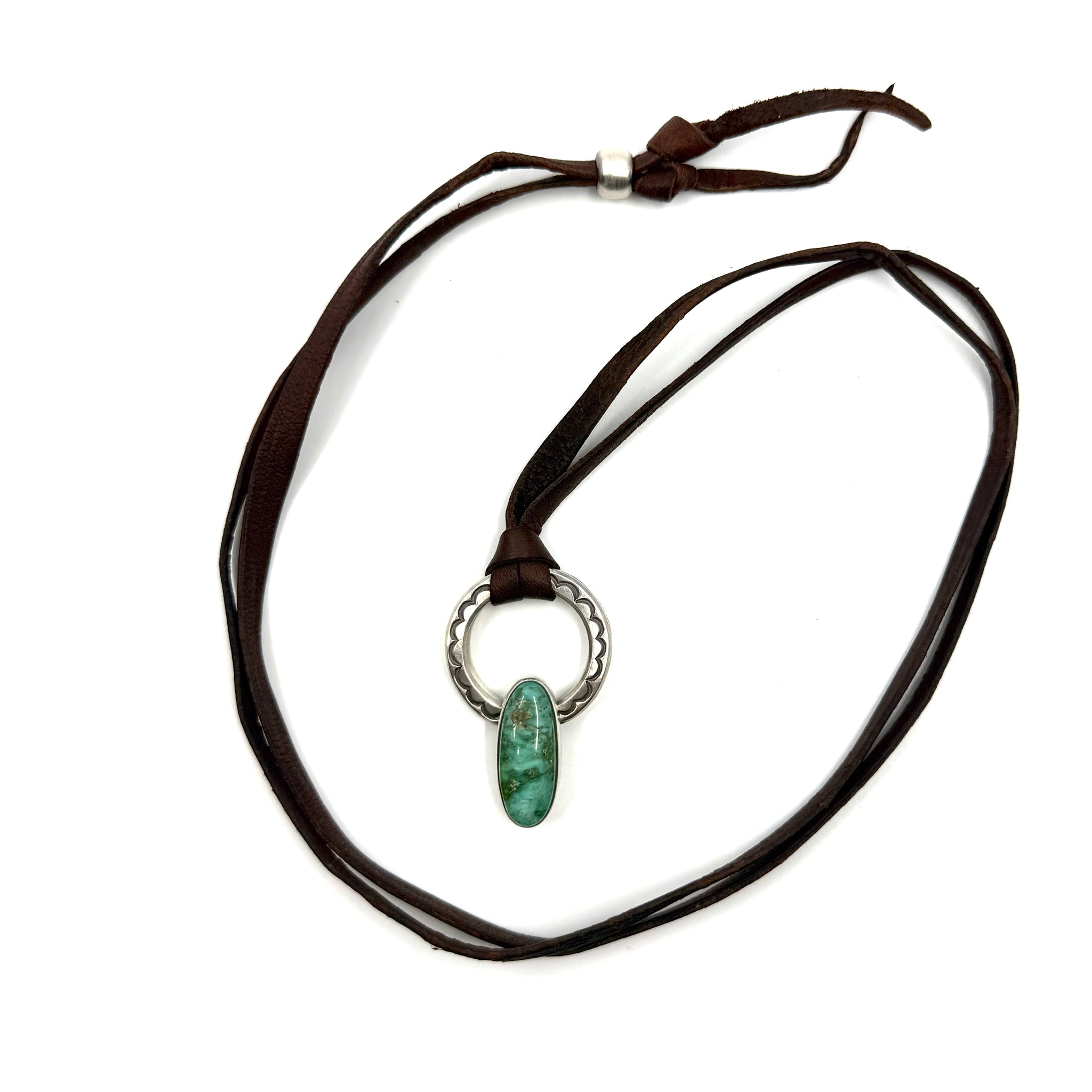 Coin Silver Traveler's Pendant with Cheyenne Turquoise
