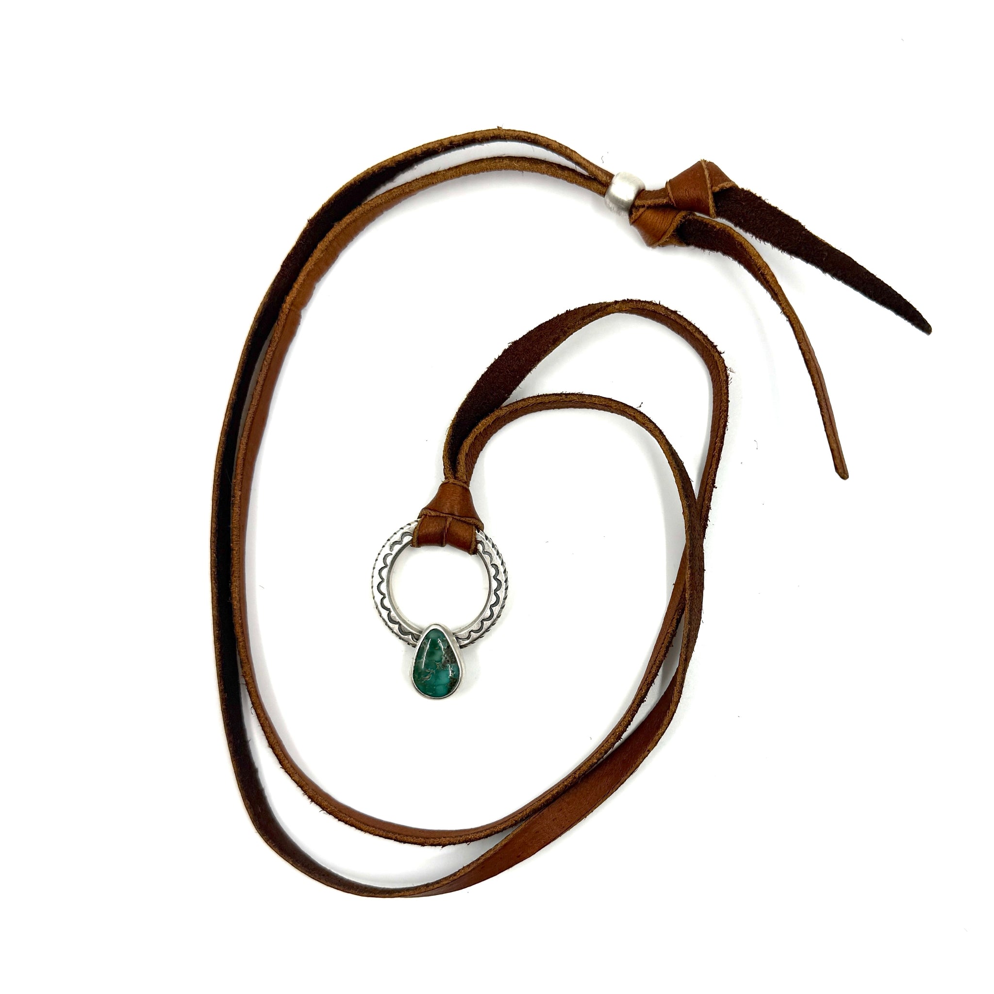 Coin Silver Traveler's Pendant with Cheyenne Turquoise