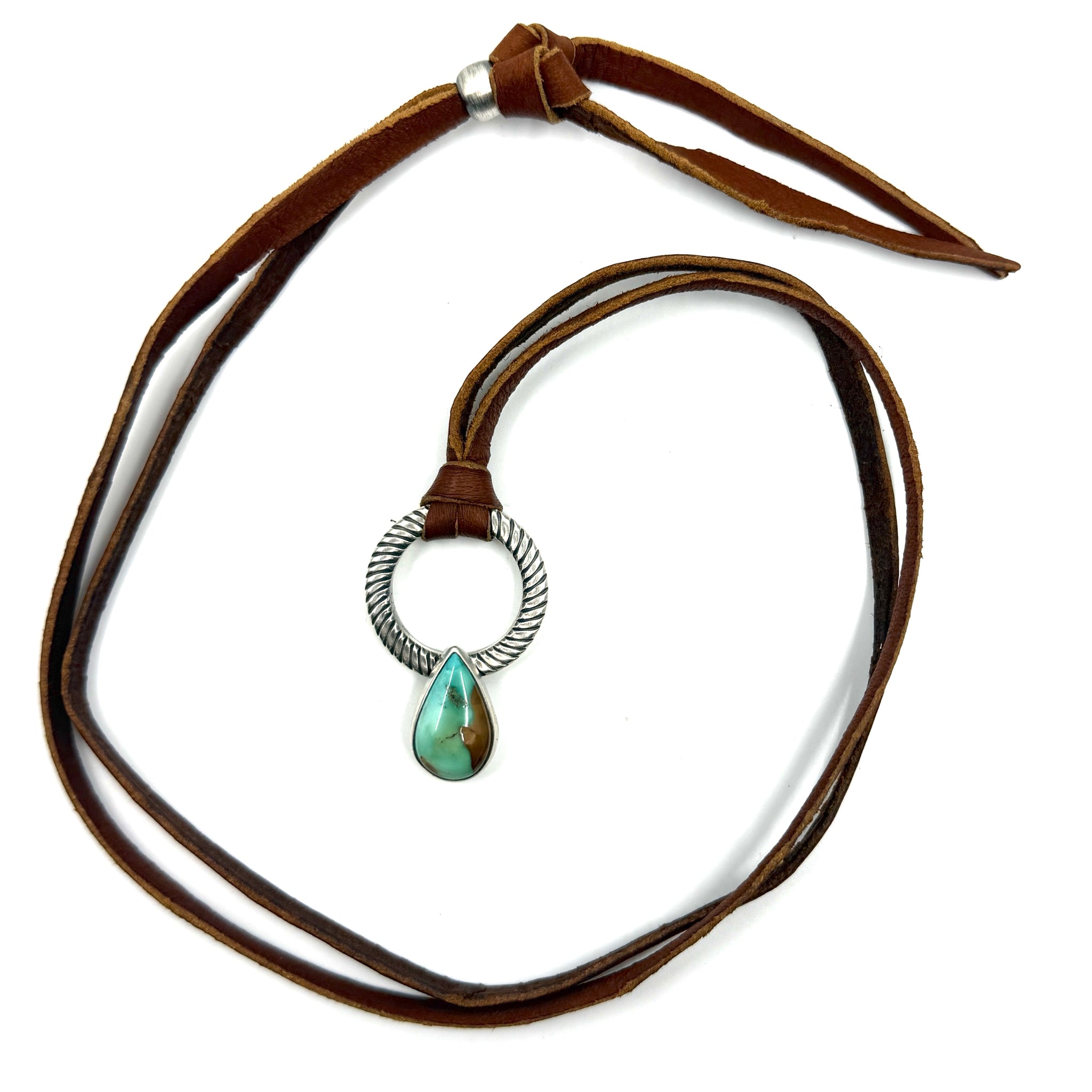Coin Silver Traveler's Pendant with Cheyenne Turquoise
