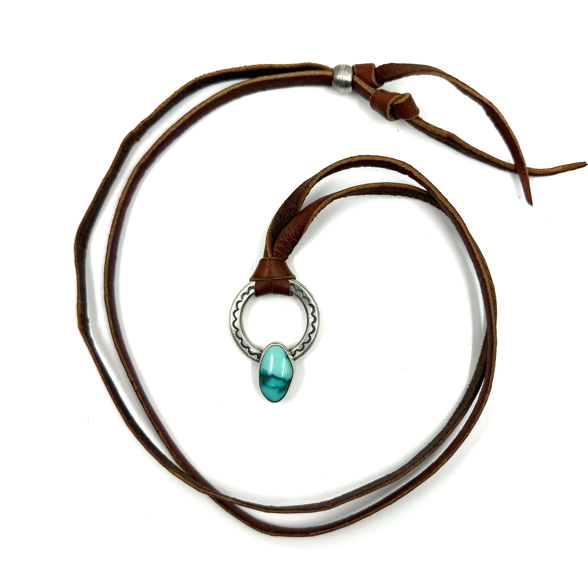 Coin Silver Traveler's Pendant with Cheyenne Turquoise