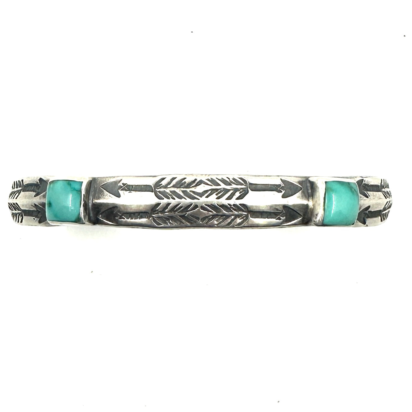 Coin Silver Ingot Bracelet with Fox Turquoise