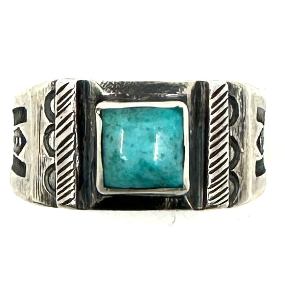 Single Stone Stacker Ring with Poquito Ridge Turquoise