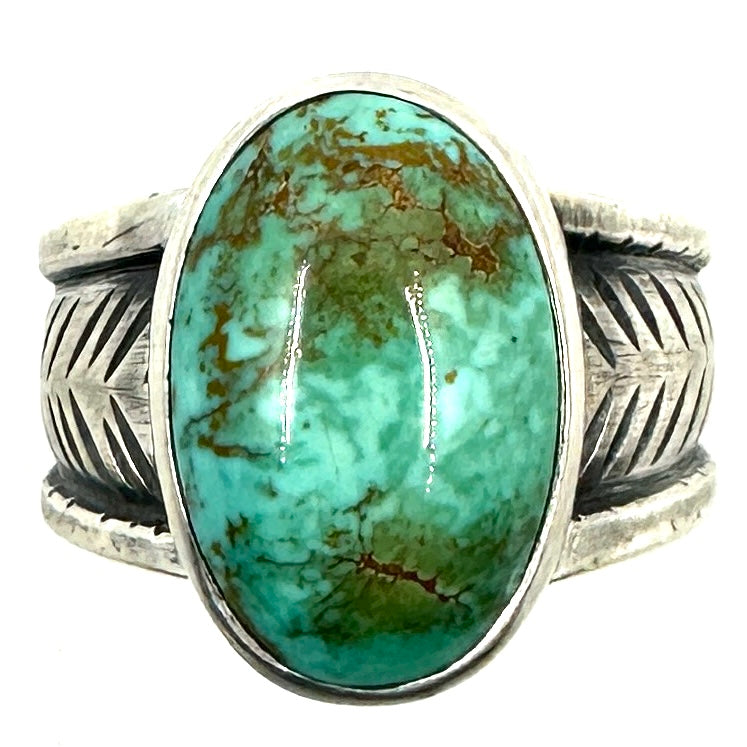 Tapered Rope Ring with Poquito Ridge Turquoise