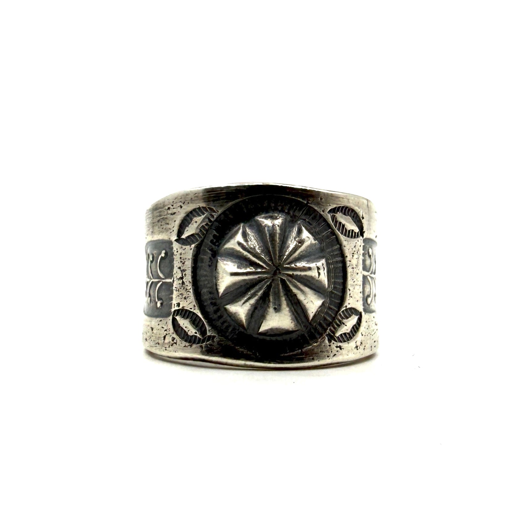 Coin Silver Repoussé Ring Size 7.5