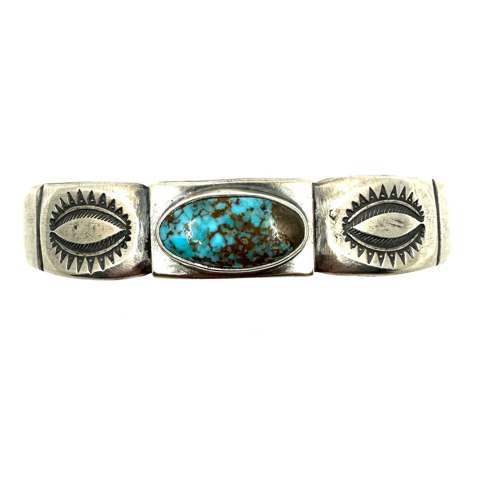 Coin Silver Ingot Bracelet with Royston Turquoise