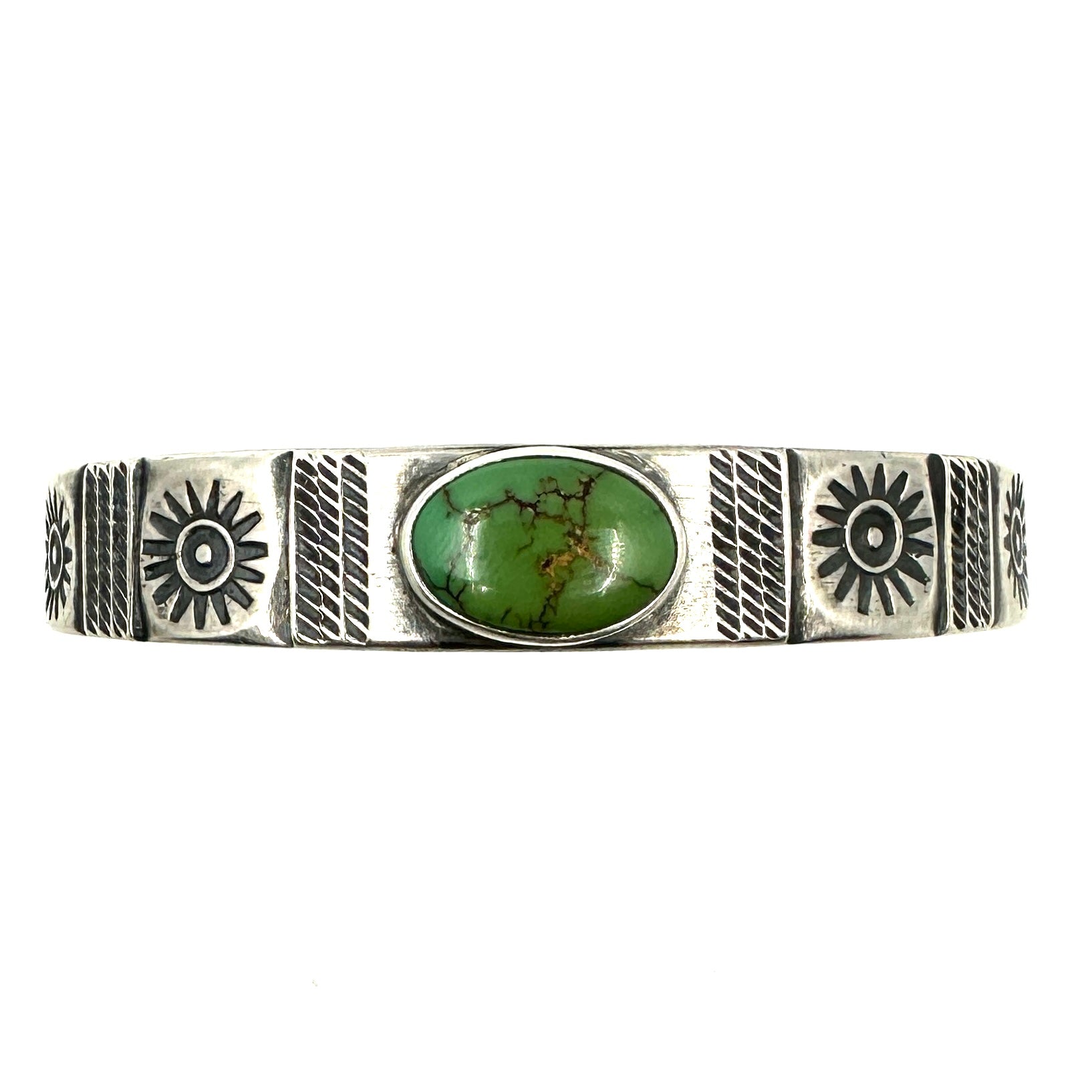 Coin Silver Ingot Bracelet with Royston Turquoise
