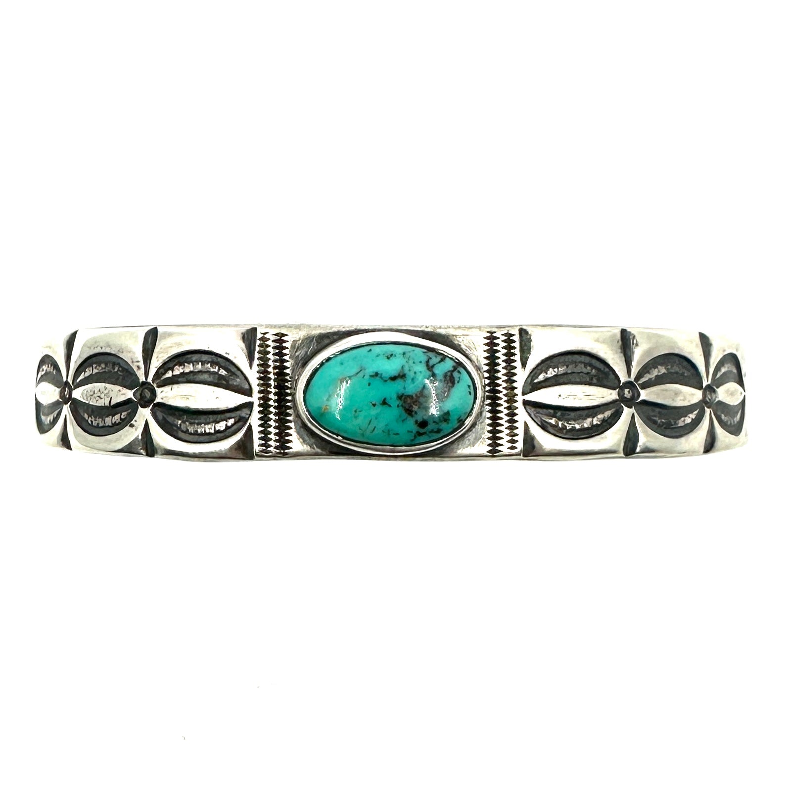 Coin Silver Ingot Bracelet with Royston Turquoise