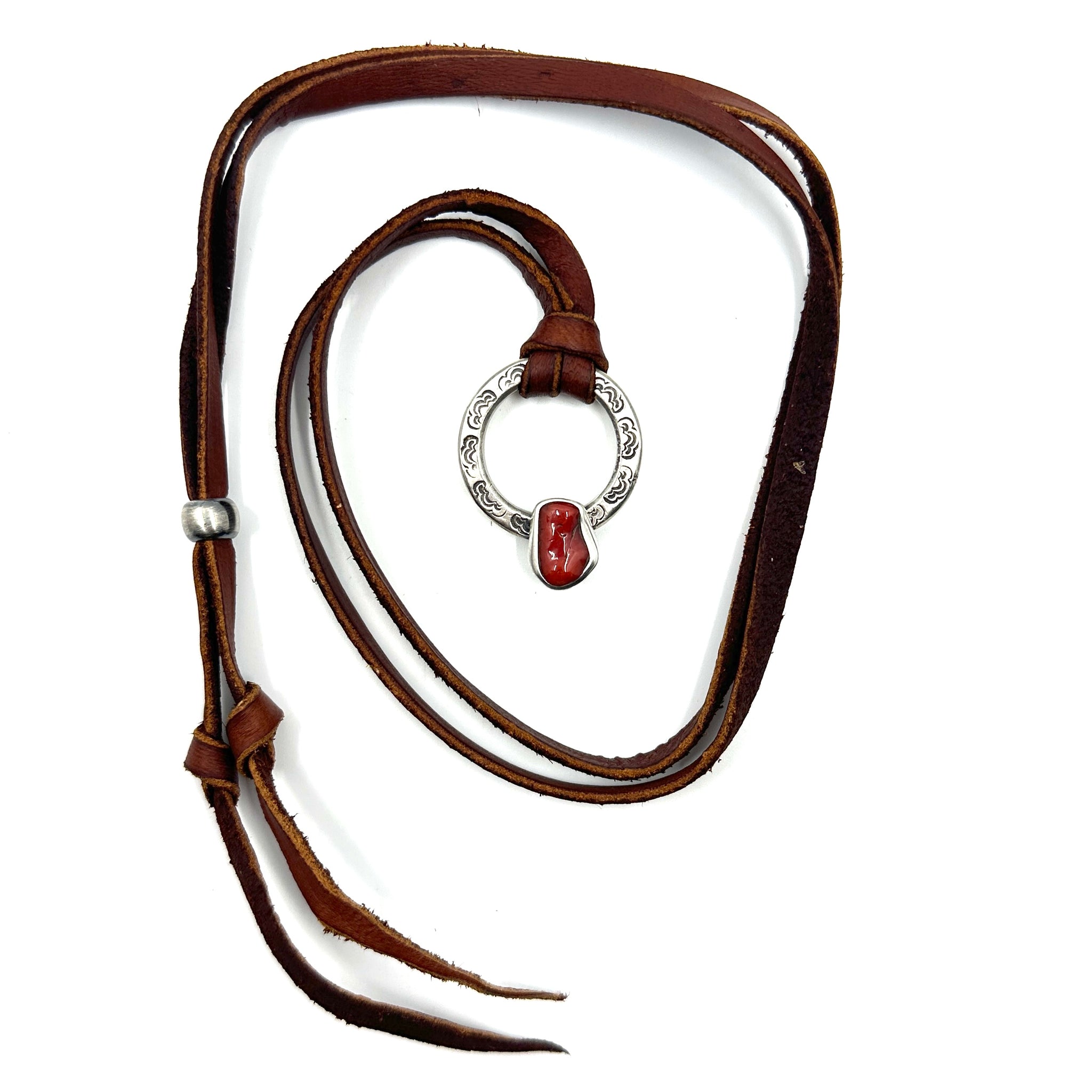Traveler Pendant with Mediterranean Coral